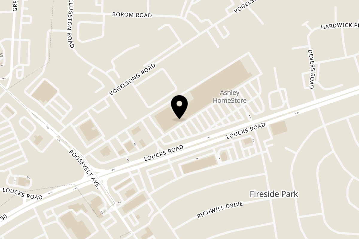 Map showing the location of Shakey Jake's on 939 Loucks Rd in York